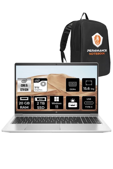 HP Probook 450 G9 i5 1235U 20GB 2TB SSD FDOS 15.6" FHD W11HOME 6A178EA & PER4 ÇANTA