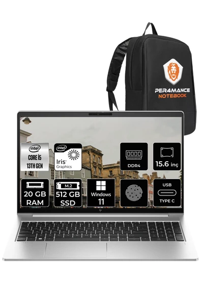 HP Elitbook 650 G10 i5 1335U 20GB RAM 512GB SSD 15.6'' FHD W11HOME 8A573EA & PER4 ÇANTA ürün görseli