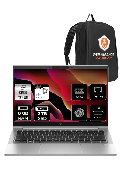HP EliteBook 640 G10 i5-1335U 8GB RAM 2TB SSD 14'' FHD FDOS 8A572EA & PER4 ÇANTA