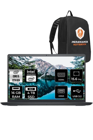 Dell Inspiron 15 3520 i5 1235U 16GB RAM 4TB SSD 15.6'' FHD FDOS I352024052009U & PER4 ÇANTA ürün görseli