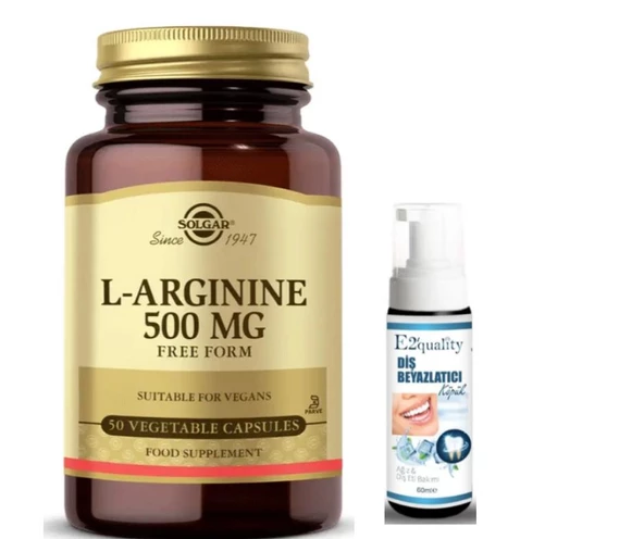 Solgar L-Arginine 500 mg 50 Kapsül - Diş Beyazlatıcı Köpük Hediye