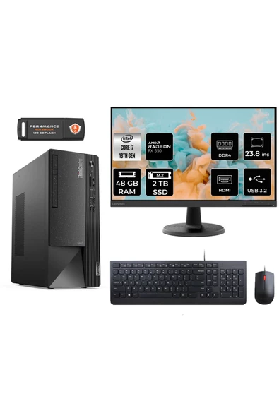 LENOVO Neo 50T AE12JD0008TRS194 i7 13700 48GB RAM 2TB SSD RX550 23.8" FDOS MASAÜSTÜ BİLGİSAYAR ürün görseli
