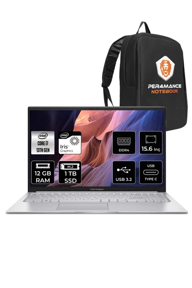 ASUS Vivobook 15 X1504va i7 1355U 12GB RAM 1TB SSD 15.6' FHD FDOS NJ412 & PER4 ÇANTA ürün görseli