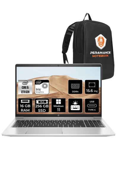 HP Probook 450 G9 i5 1235U 16GB 256GB SSD FDOS 15.6" FHD W11PRO 6A178EA & PER4 ÇANTA ürün görseli