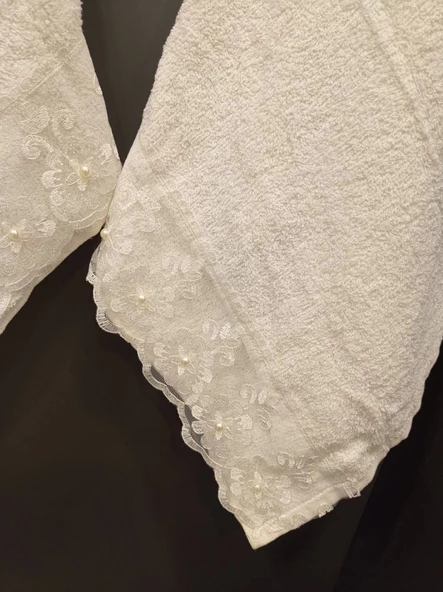 NİVEMESHOME BATİK MOONS KREM NAKIŞLI HAVLU - 3