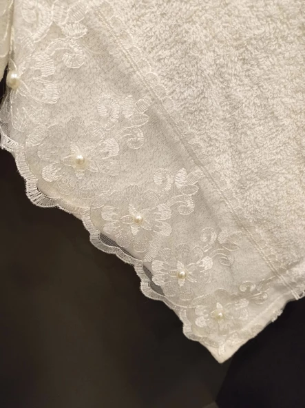 NİVEMESHOME BATİK MOONS KREM NAKIŞLI HAVLU - 2