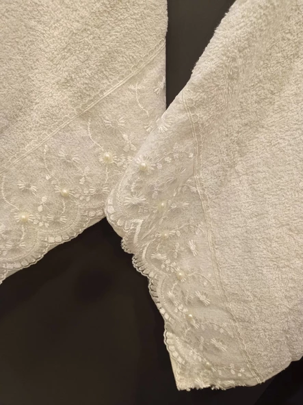 NİVEMESHOME BATİK DARİA KREM NAKIŞLI HAVLU - 3