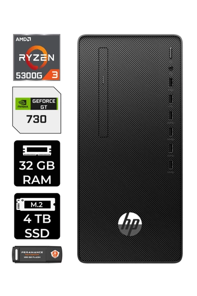 HP PRO TOWER 295 G9 E6D391EA430 R3 5300G 32GB RAM 4TB SSD GT730 4GB W11P MASAÜSTÜ BİLGİSAYAR ürün görseli