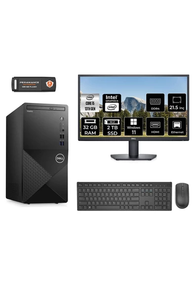 Dell VOSTRO 3020 MN30201D129 i5 13400 32GB RAM 2TB SSD 21.5" W11P MASAÜSTÜ PC ürün görseli