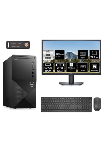 Dell VOSTRO 3020 MN30201D239 i5 13400 40GB RAM 2TB SSD RX550 4GB 21.5" W11H MASAÜSTÜ PC