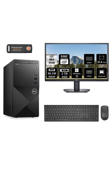 Dell VOSTRO 3020 MN30201D084 i5 13400 36GB RAM 2TB SSD 21.5" W11H MASAÜSTÜ PC ürün görseli