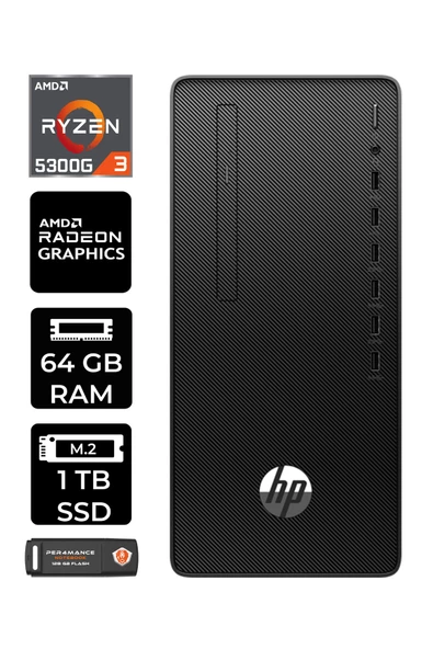 HP PRO TOWER 295 G9 E6D391EA198 R3 5300G 64GB RAM 1TB SSD RX550 4GB FDOS MASAÜSTÜ BİLGİSAYAR ürün görseli