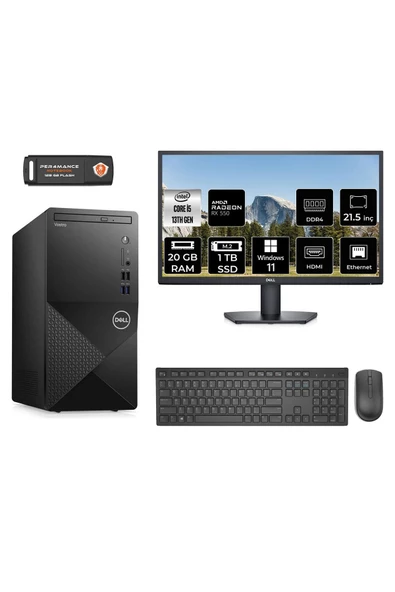Dell VOSTRO 3020 MN4603020D218 i5 13400 20GB RAM 1TB SSD RX550 4GB 21.5" W11H MASAÜSTÜ PC