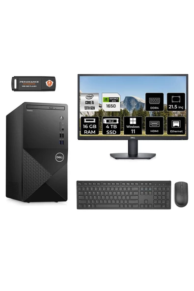 Dell VOSTRO 3020 MN30201D715 i5 13400 16GB RAM 4TB SSD GTX1650 4GB 21.5" W11P MASAÜSTÜ PC