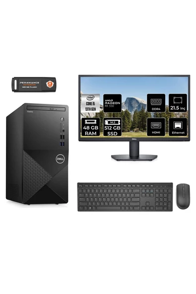 Dell VOSTRO 3020 MN4603020D192 i5 13400 48GB RAM 512GB SSD RX550 4GB 21.5" FDOS MASAÜSTÜ PC