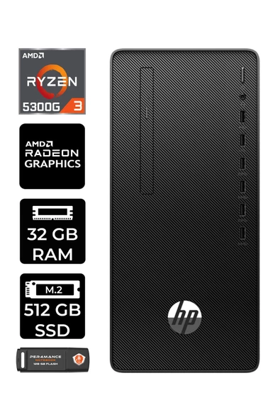 HP PRO TOWER 295 G9 E6D391EA077 R3 5300G 32GB RAM 512GB SSD W11H MASAÜSTÜ BİLGİSAYAR