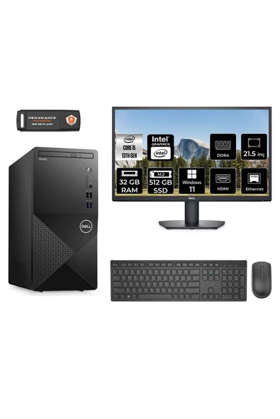 Dell VOSTRO 3020 MN4603020D077 i5 13400 32GB RAM 512GB SSD 21.5" W11H MASAÜSTÜ PC ürün görseli