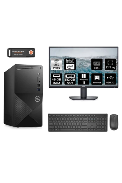 Dell VOSTRO 3910 MN35633910D142 i3 12100 48GB RAM 512GB SSD 21.5" W11P MASAÜSTÜ PC