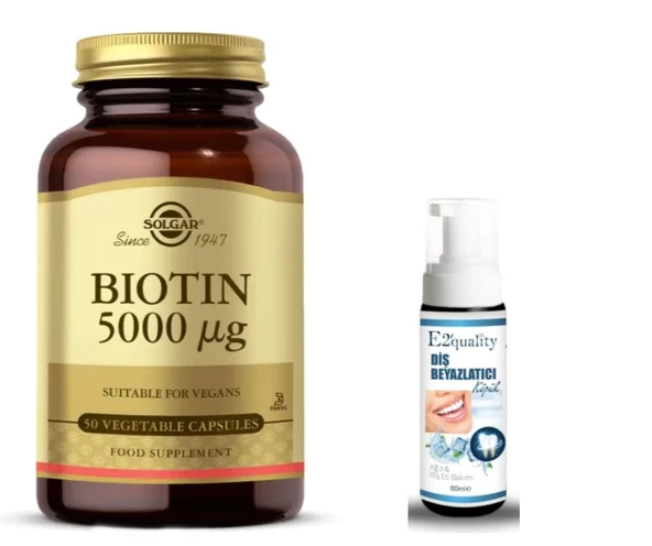 Solgar Biotin 5000 mcg 50 Kapsül - Diş Beyazlatıcı Köpüğü Hediye