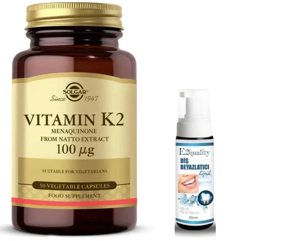 Solgar Vitamin K2 100 mcg 50 Kapsül -  Diş Beyazlatıcı Köpük Hediye