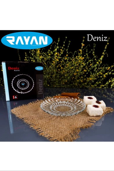 Deniz Plate 6'lı Cam Çay Tabağı Turk-82633