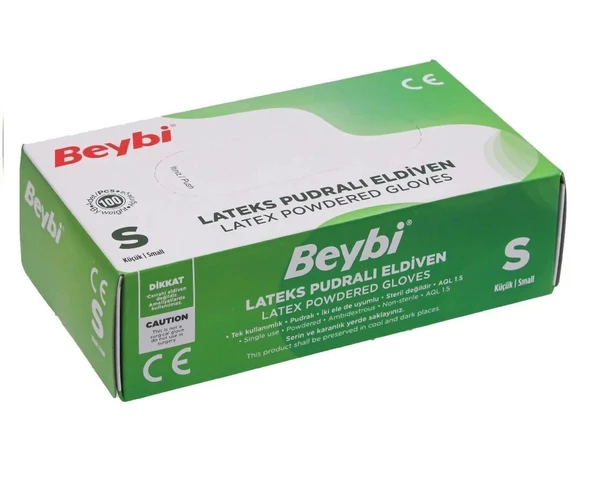 BEYBİ PUDRALI LATEKS ELDİVEN 100 ADET S BOY ürün görseli 1