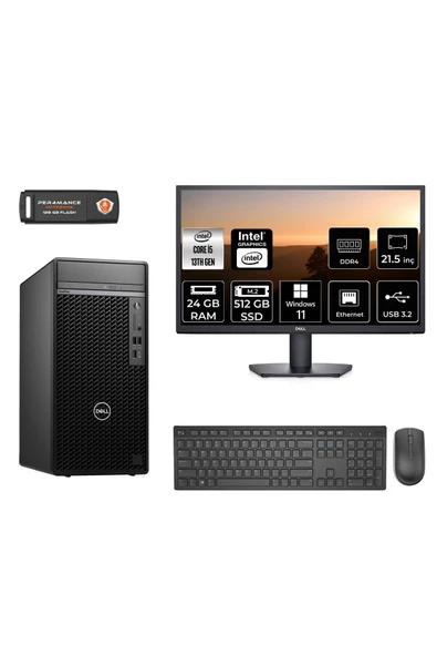 Dell OPTILEX 7010 MNO7010D072 i5 13500 24GB RAM 512GB SSD 21.5" W11H MASAÜSTÜ PC ürün görseli