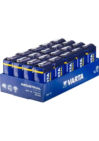 Varta 4022 Endüstriyel Alkalin 9V Pil 20Li