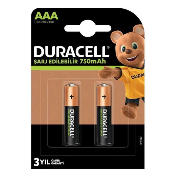 Duracell 750 mAh Şarj Edilebilir İnce Kalem Pil 2li