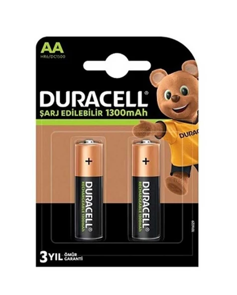 Duracell Şarjlı AA 1300mAh Pil 2li Blister Ambalaj