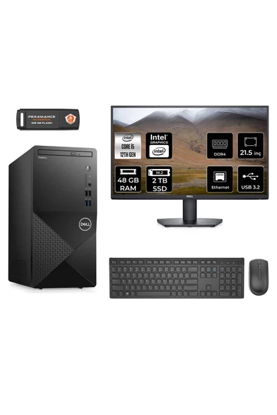 Dell DELL VOSTRO 3910 AEN7519VDT3910S044 i5 12400 48GB RAM 2TB SSD 23.8" FDOS MASAÜSTÜ BİLGİSAYAR ürün görseli