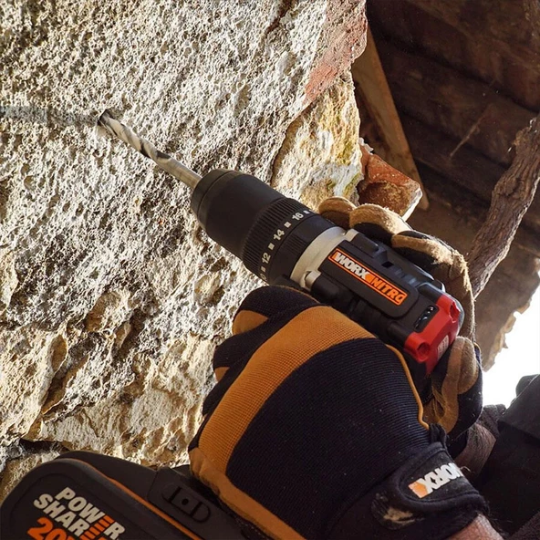 Worx Wx925 20Volt/2.0Ah Li-İon Çift Akülü Kömürsüz Profesyonel Darbeli Matkap+Wx265 Kömürsüz Darbeli Tornavida Kombo Set - 8