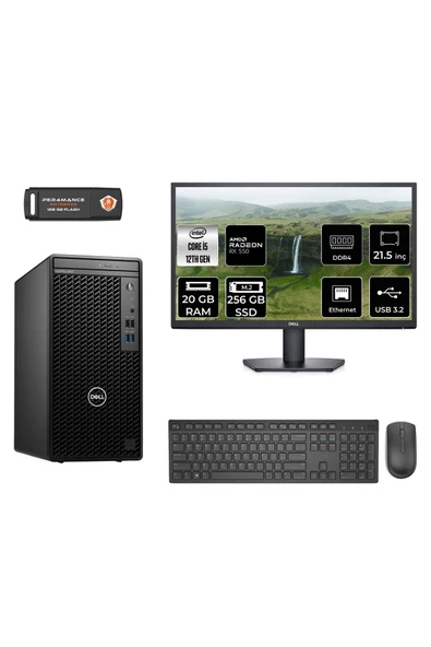 Dell OPTILEX 3000 MNO3000D166 i5 12500 20GB RAM 256GB SSD RX550 4GB 21.5" FDOS MASAÜSTÜ PC