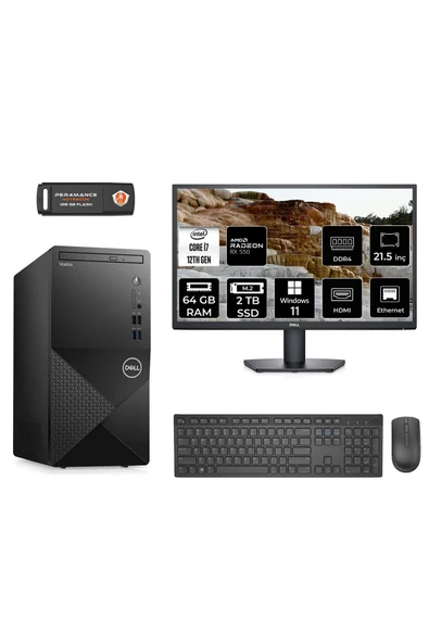 Dell VOSTRO 3910 MN753910D299 i7 12700 64GB RAM 2TB SSD RX550 4GB 21.5" W11P MASAÜSTÜ PC ürün görseli 1