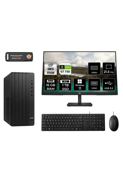 HP PRO TOWER 290 G9 MA1EAD363 İ3 12100 16GB RAM 1TB SSD GT730 4GB 21.5" W11H MASAÜSTÜ PC