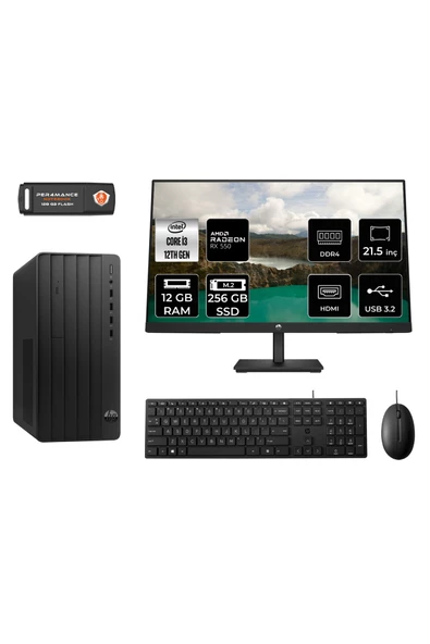HP PRO TOWER 290 G9 MA1EAD156 İ3 12100 12GB RAM 256GB SSD RX550 4GB 21.5" FDOS MASAÜSTÜ PC