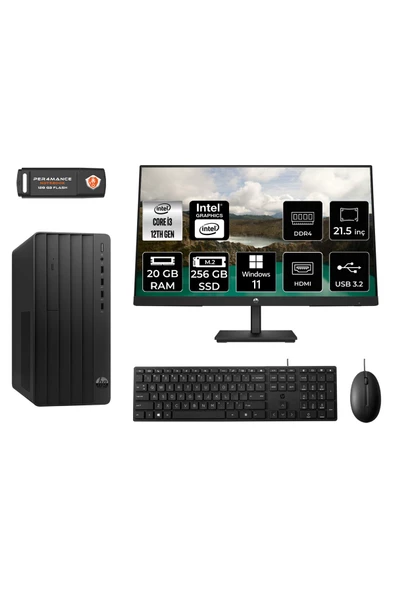 HP PRO TOWER 290 G9 MA1EAD066 İ3 12100 20GB RAM 256GB SSD 21.5" W11H MASAÜSTÜ PC