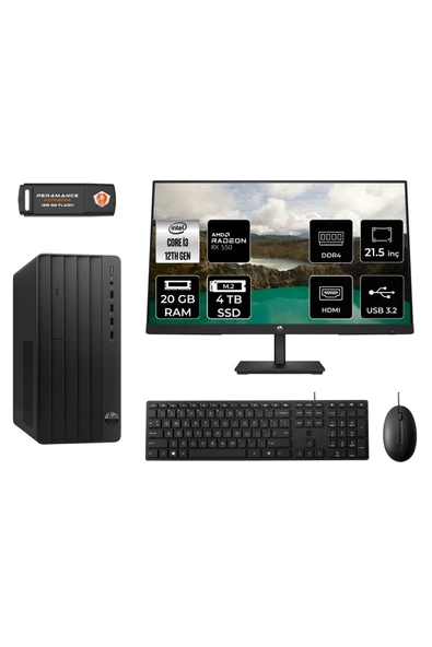 HP PRO TOWER 290 G9 MA1EAD170 İ3 12100 20GB RAM 4TB SSD RX550 4GB 21.5" FDOS MASAÜSTÜ PC
