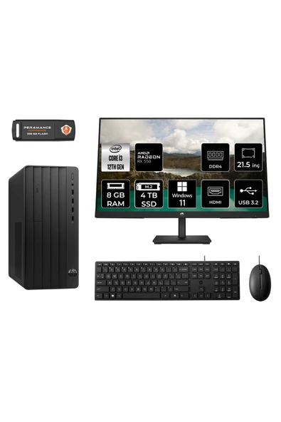 HP PRO TOWER 290 G9 MA1EAD205 İ3 12100 8GB RAM 4TB SSD RX550 4GB 21.5" W11H MASAÜSTÜ PC