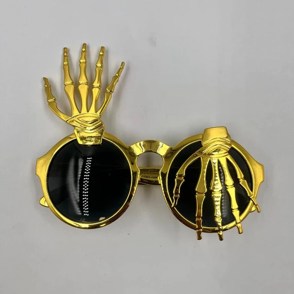 Halloween Plastik İskelet Model Gözlük Gold - 2