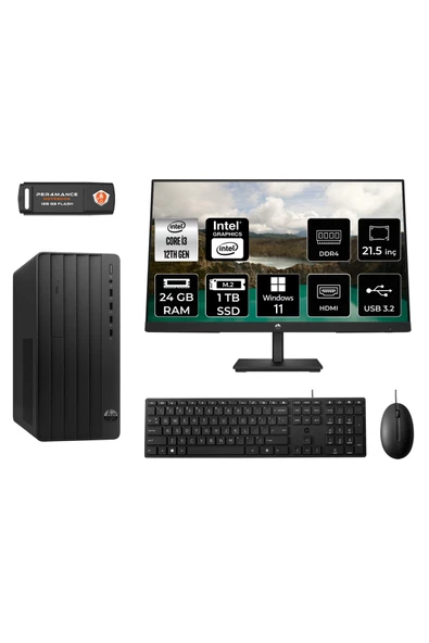 HP PRO TOWER 290 G9 MA1EAD123 İ3 12100 24GB RAM 1TB SSD 21.5" W11P MASAÜSTÜ PC