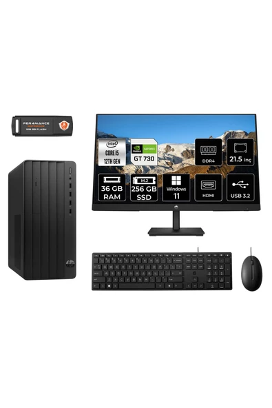 HP PRO TOWER 290 G9 MA5EAD431 i5 12500 36GB RAM 256GB SSD GT730 4GB 21.5" W11P MASAÜSTÜ PC