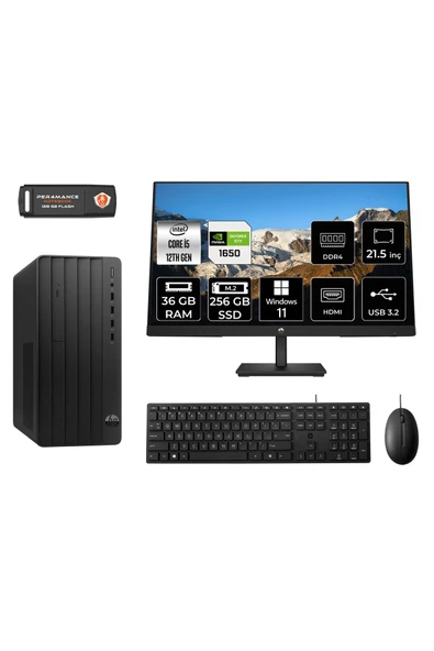 HP PRO TOWER 290 G9 MA5EAD731 i5 12500 36GB RAM 256GB SSD GTX1650 4GB 21.5" W11P MASAÜSTÜ PC