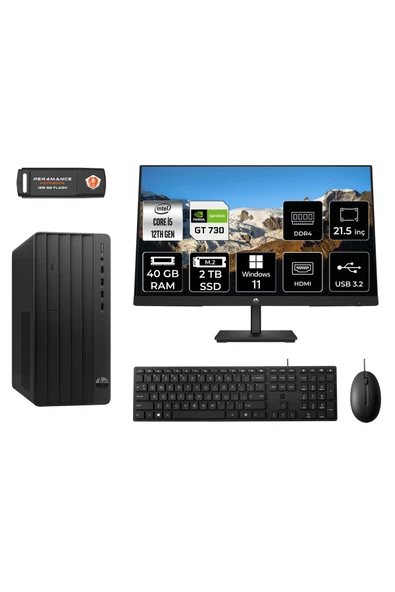 HP PRO TOWER 290 G9 MA5EAD439 i5 12500 40GB RAM 2TB SSD GT730 4GB 21.5" W11P MASAÜSTÜ PC