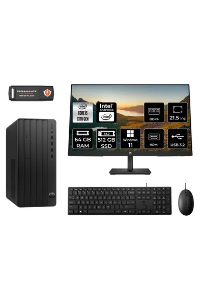 HP PRO TOWER 290 G9 MW9ESD097 i5 13500 64GB RAM 512GB SSD 21.5" W11H MASAÜSTÜ PC