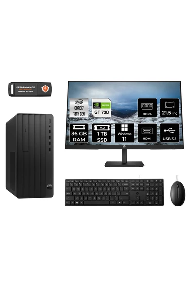 HP PRO TOWER 290 G9 MX2ESD383 i7 13700 36GB RAM 1TB SSD GT730 4GB 21.5" W11H MASAÜSTÜ PC ürün görseli