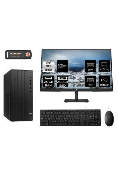 HP PRO TOWER 290 G9 MX2ESD171 i7 13700 24GB RAM 256GB SSD RX550 4GB 21.5" FDOS MASAÜSTÜ PC ürün görseli