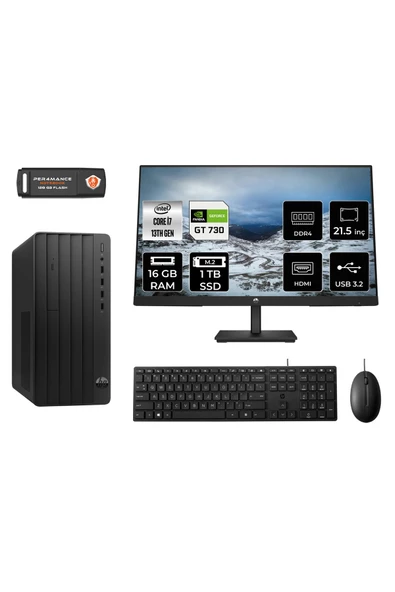 HP PRO TOWER 290 G9 MX2ESD313 i7 13700 16GB RAM 1TB SSD GT730 4GB 21.5" FDOS MASAÜSTÜ PC ürün görseli