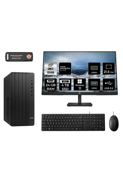 HP PRO TOWER 290 G9 MX2ESD275 i7 13700 24GB RAM 4TB SSD RX550 4GB 21.5" W11P MASAÜSTÜ PC ürün görseli