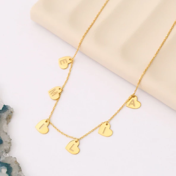 925 Ayar Gümüş Kişiye Özel Sallantılı İsimli Kalp Kolye - CN00358 - Resim 5